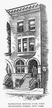 New York: Bicycle Club Fine Art Print - Line Drawing c. 1890
