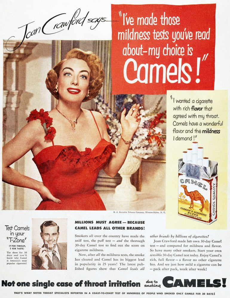 Camel Cigarette Advertisement Featuring Joan Crawford - 1951 Fine Art Print