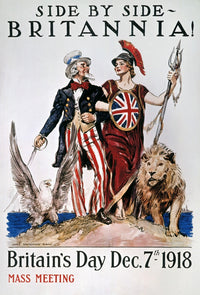 Side By Side, Britannia! World War I Poster Print by James Montgomery Flagg