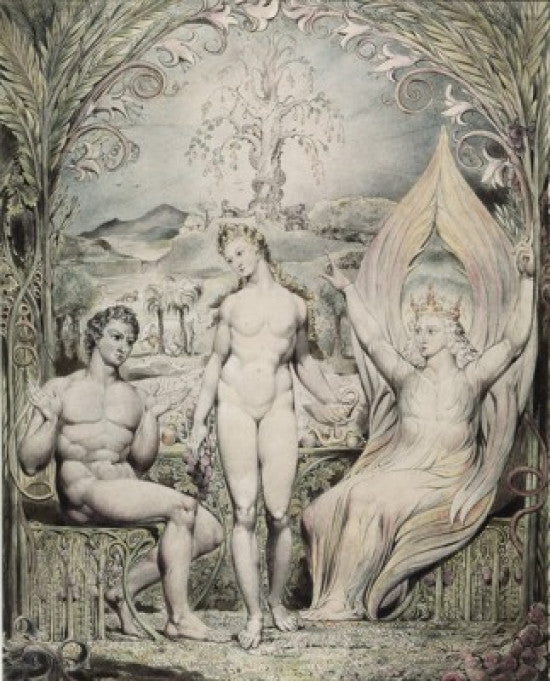 Adam, Eve, and the Angel Raphael Fine Art Print by William Blake