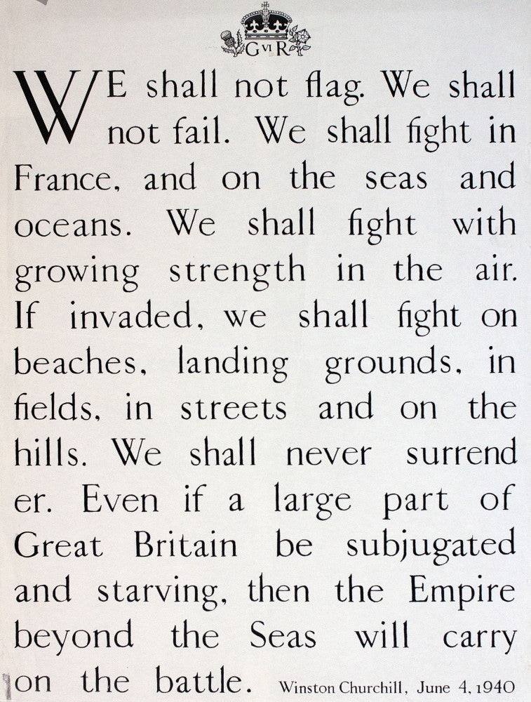 We Shall Not Flag Winston Churchill Speech Poster Print