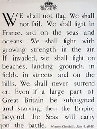 We Shall Not Flag Winston Churchill Speech Poster Print