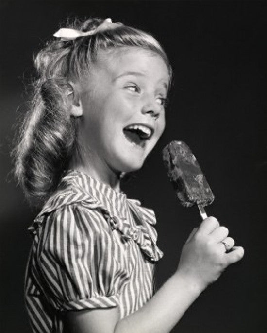 Side Profile of a Girl Holding an Ice Cream Fine Art Print