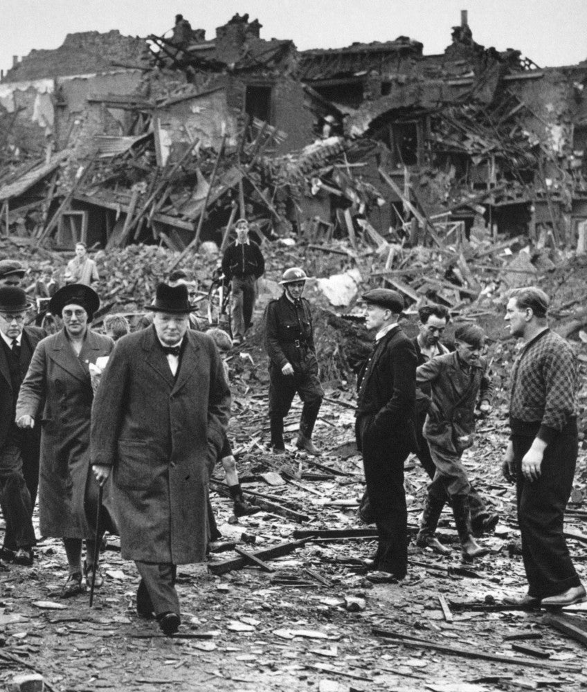 Winston Churchill Bomb Damage Inspection Fine Art Print (1940)