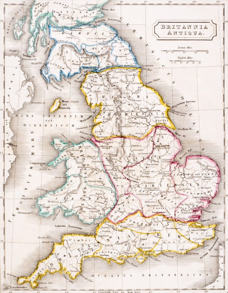 Map of England Britannia Antiqua Fine Art Print by Ken Welsh