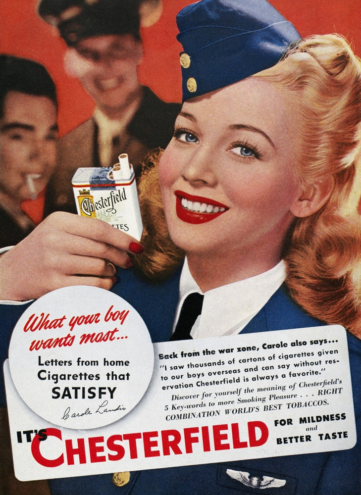 Chesterfield Cigarette Advertisement Featuring Carole Landis - 1944 Poster Print