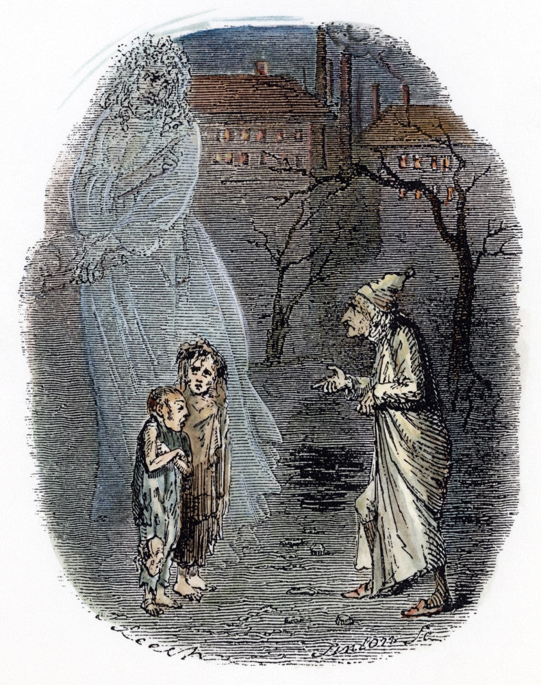 Ignorance and Want Etching from Dickens' A Christmas Carol by John Leech