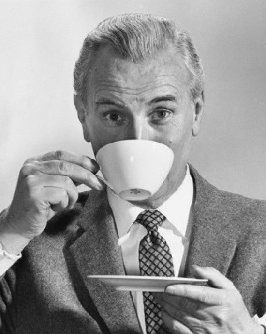 Portrait of a Mature Man Enjoying Coffee Fine Art Print