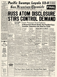 Soviet Atomic Test 1949 Front Page Chronicle Poster Print
