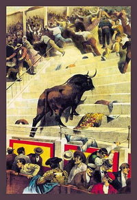 Dynamic Spanish Bullfighting Scene Fine Art Print - Unknown Artist