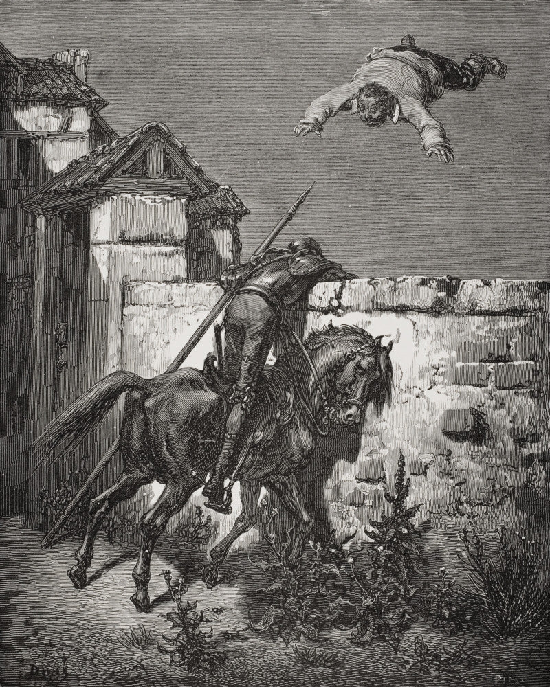 Sancho Panza Tossed in a Blanket - Fine Art Print by Gustave Dore
