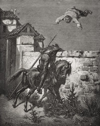 Sancho Panza Tossed in a Blanket - Fine Art Print by Gustave Dore