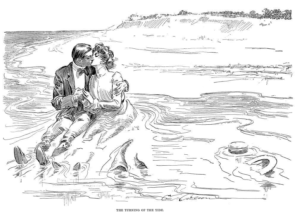 The Turning of the Tide Pen and Ink Drawing by Charles Dana Gibson - 1901