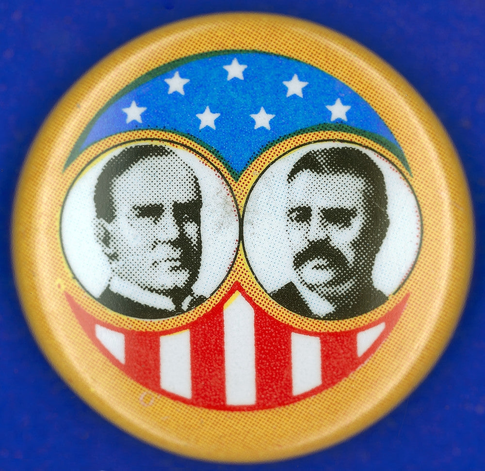 1900 Republican Campaign Button Print Featuring McKinley and Roosevelt
