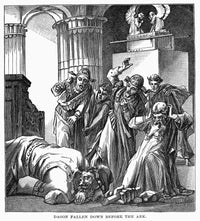 Ark of the Covenant and Dagon Statue 19th Century Line Engraving Poster Print by Granger Collection