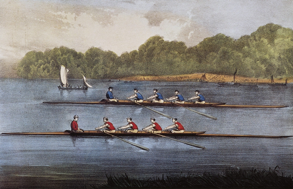Currier & Ives Rowing Contest Fine Art Print - 1869 Lithograph