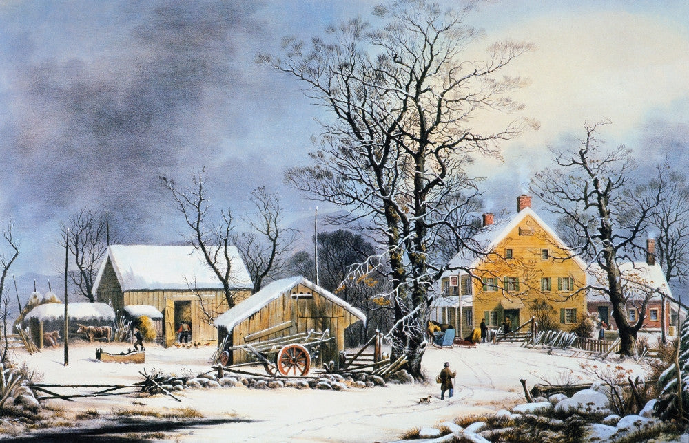 Winter in the Country: A Cold Morning Lithograph Print by Currier & Ives