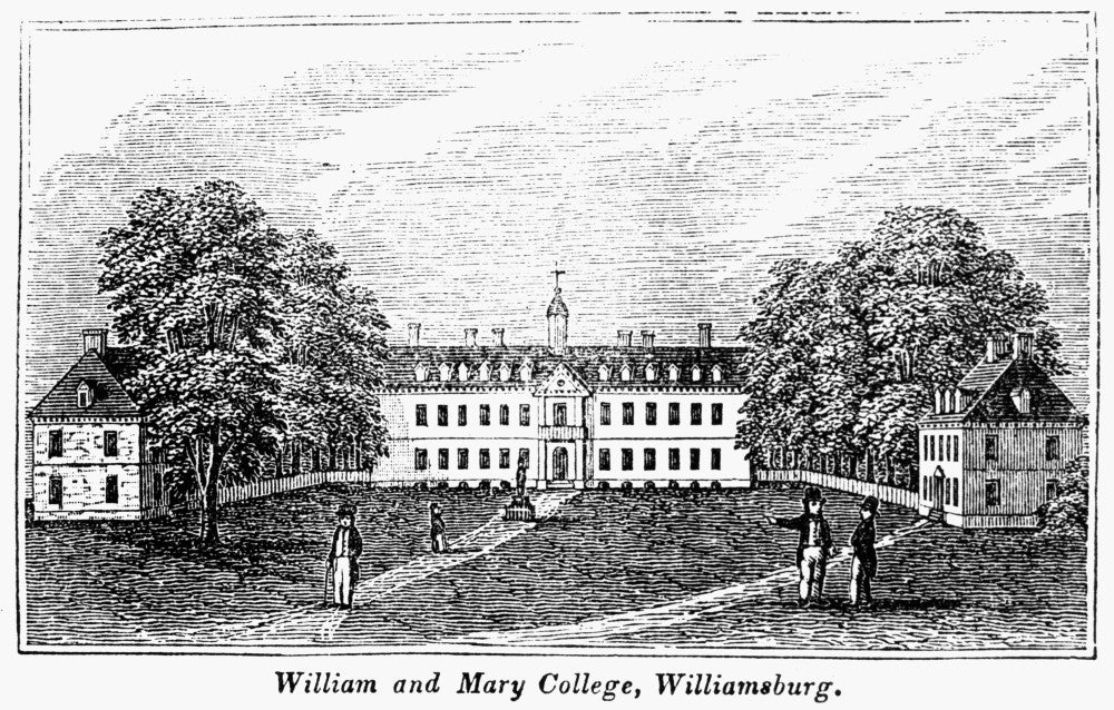 William and Mary College Wood Engraving Print - 1856