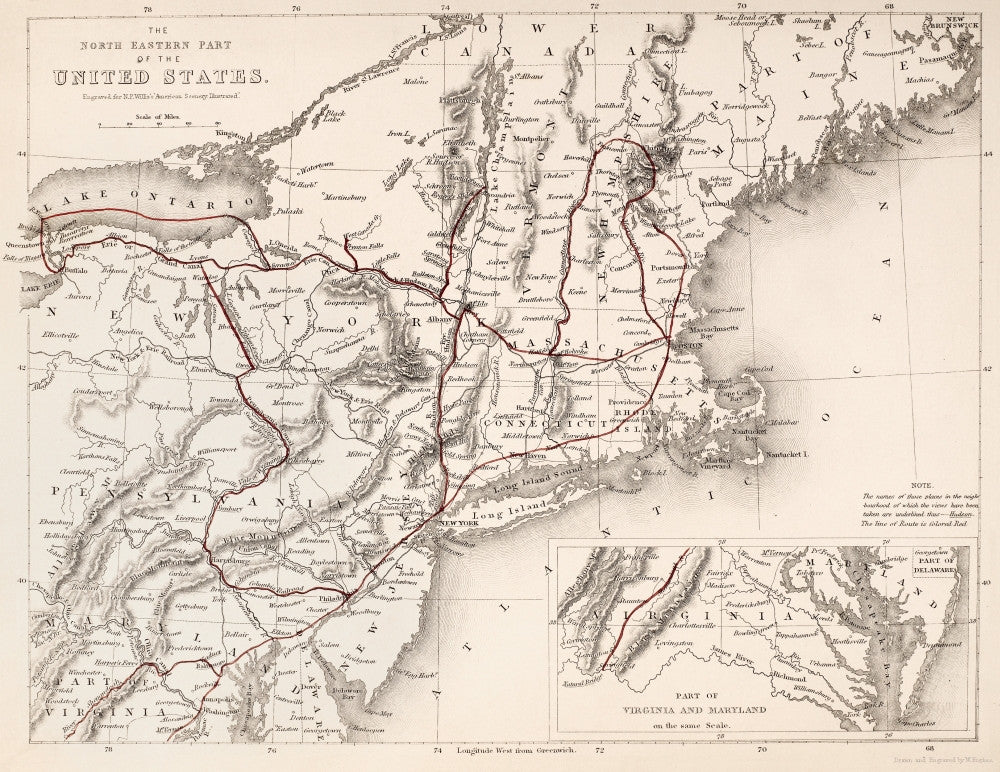 Northeast U.S.A. 19th Century Map Poster Print by Granger Collection