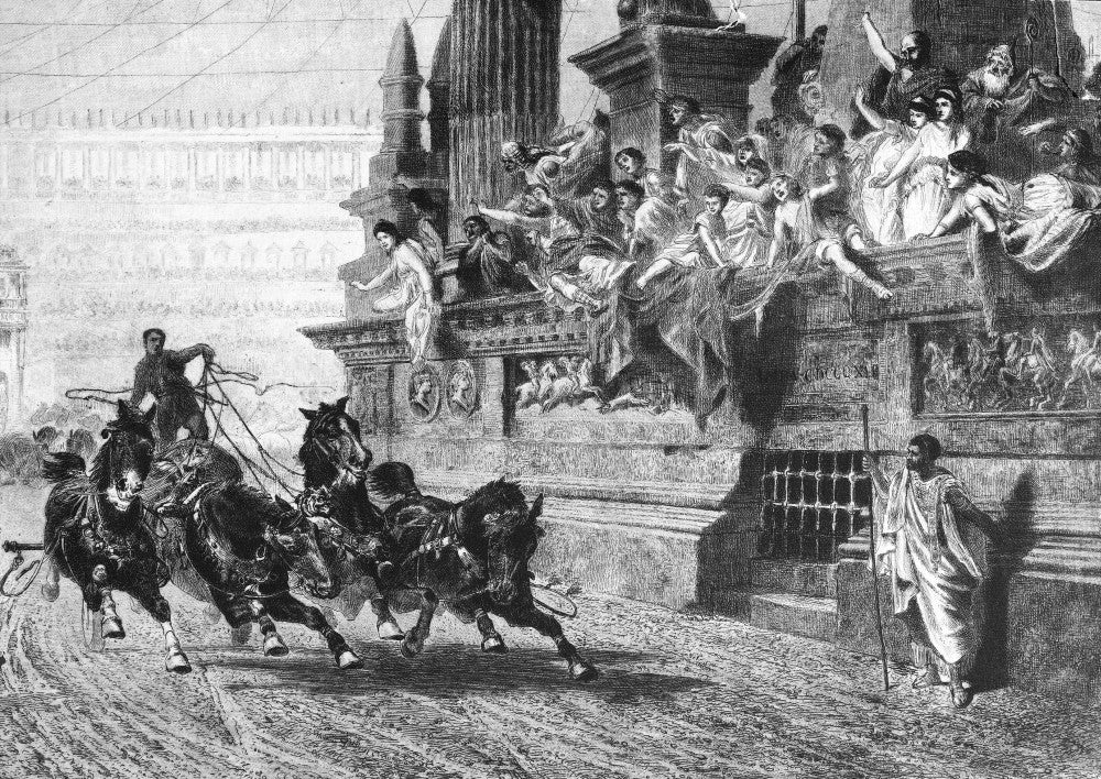 Ancient Rome Chariot Race Fine Art Print - Circus Maximus Engraving