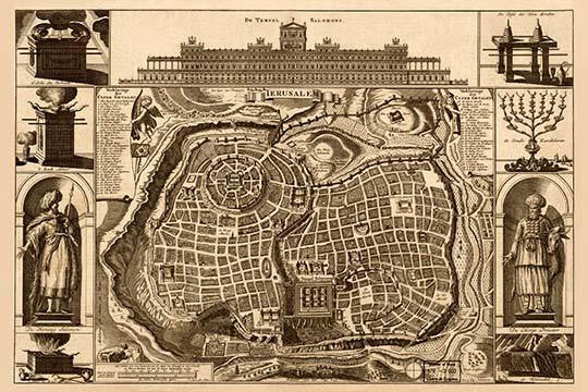 Map of Solomon's Temple Fine Art Print - Jerusalem
