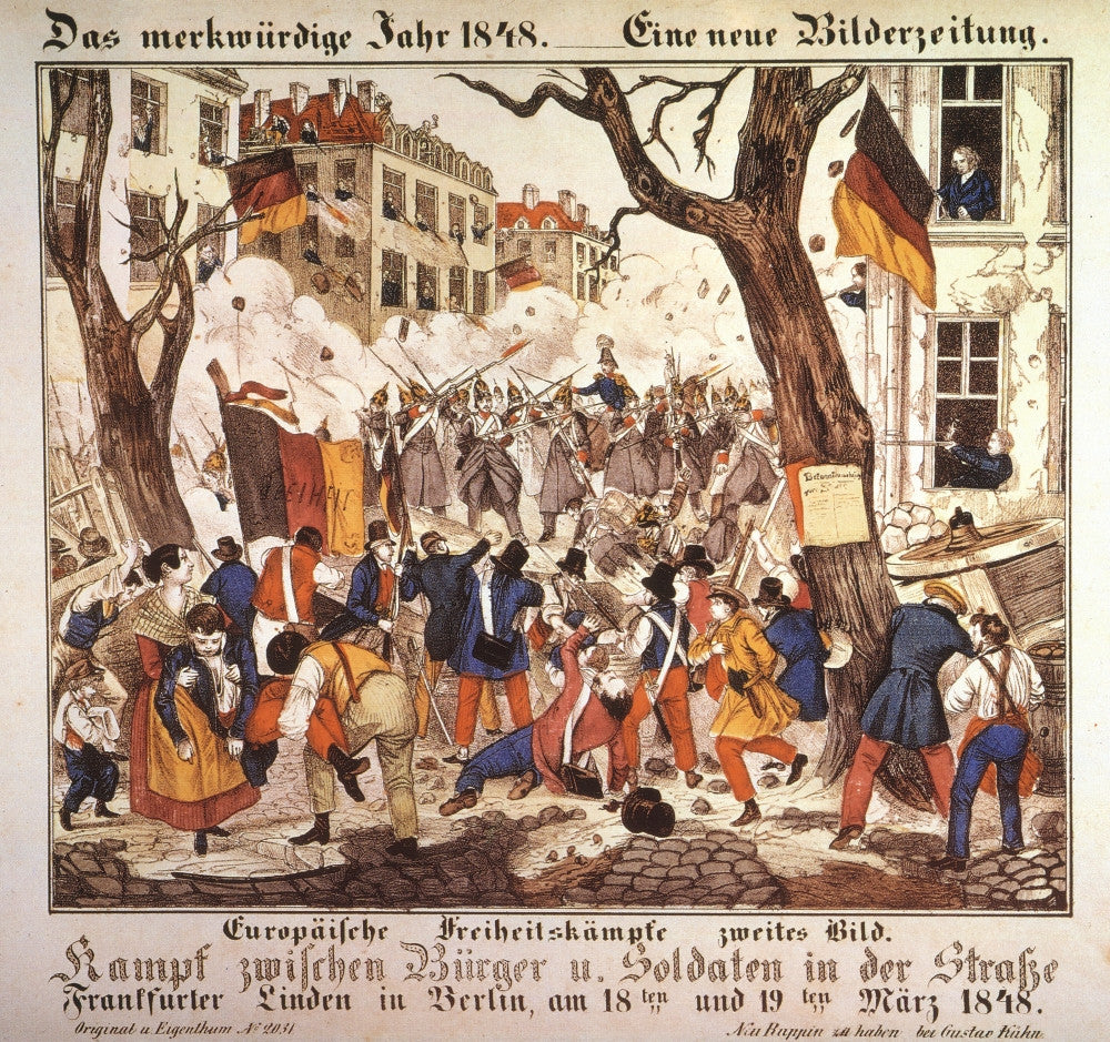 German Revolution 1848 Lithograph - Fighting in Berlin Print by Granger Collection