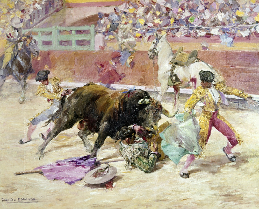 Spain: Bullfight - The Fall of the Picador Fine Art Print by Roberto Domingo