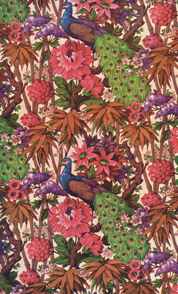 Floral Peacock Pattern Fabric Print by Mary Evans Picture Library