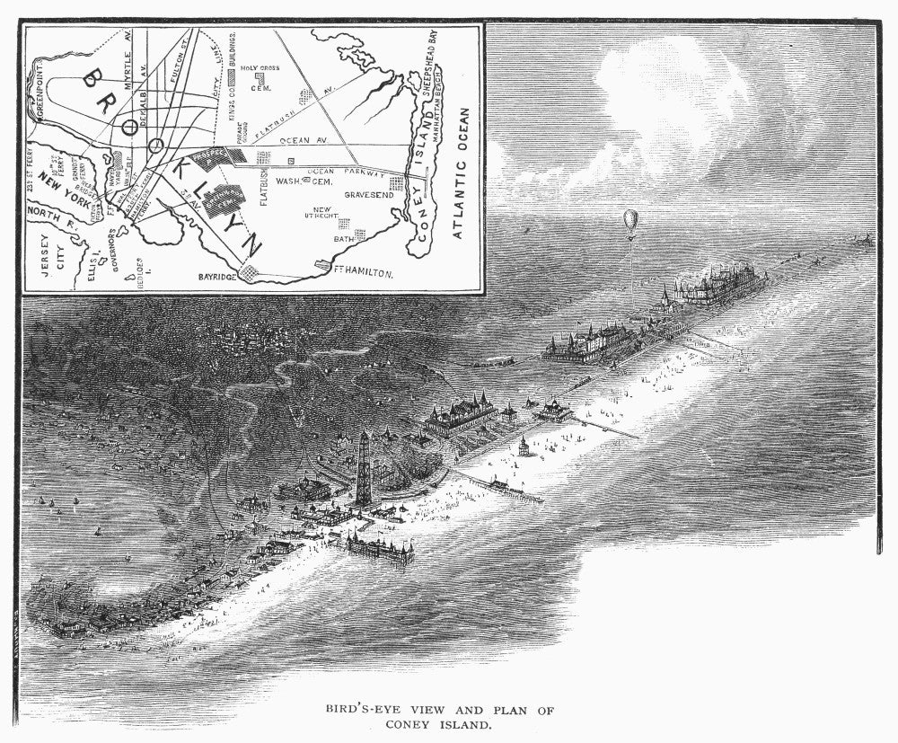 Coney Island 1880 Bird's Eye View Fine Art Print by Granger Collection