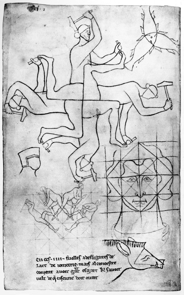 Villard De Honnecourt Sketchbook Page Art Print - Geometrical Figures