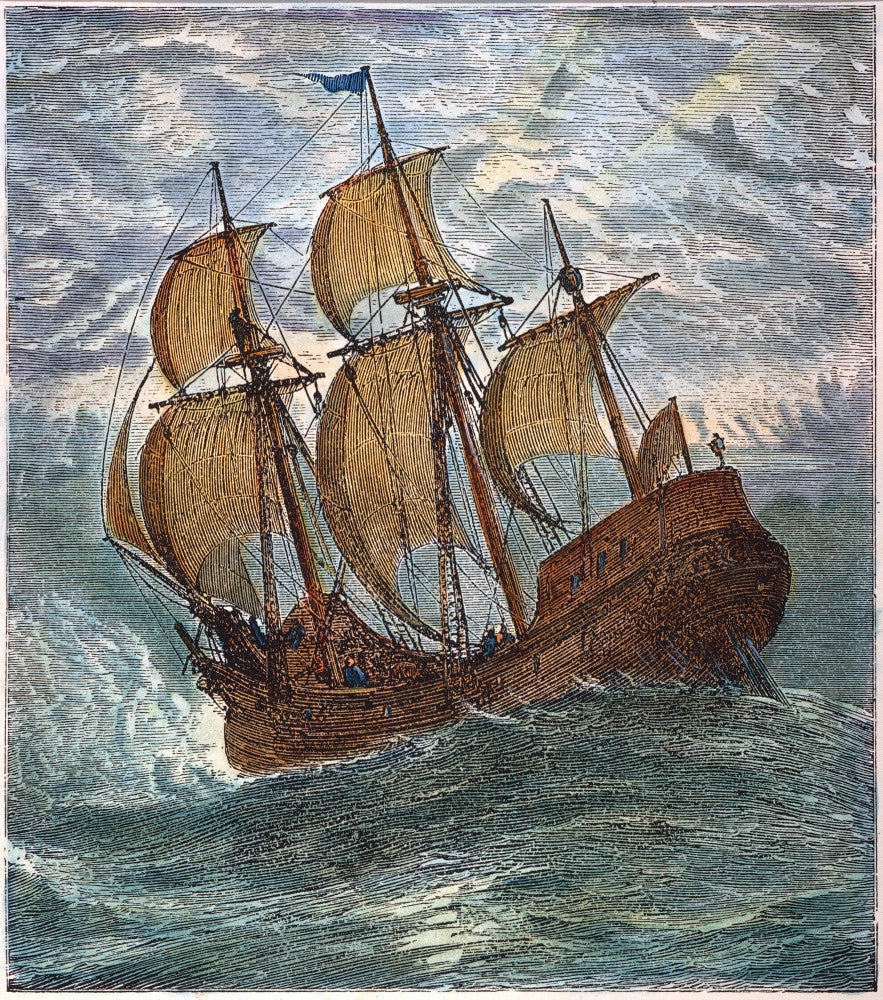 Mayflower At Sea Fine Art Print - Pilgrims' Voyage to America