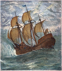 Mayflower At Sea Fine Art Print - Pilgrims' Voyage to America