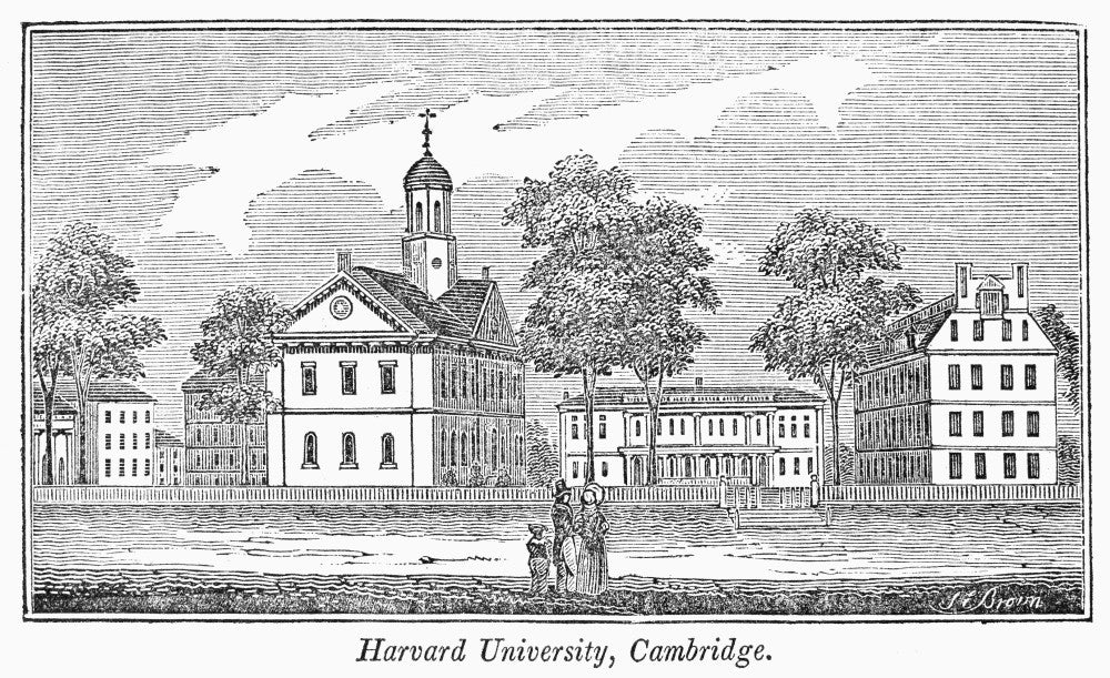 Harvard University Historical Wood Engraving Poster Print (1839) by Granger Collection