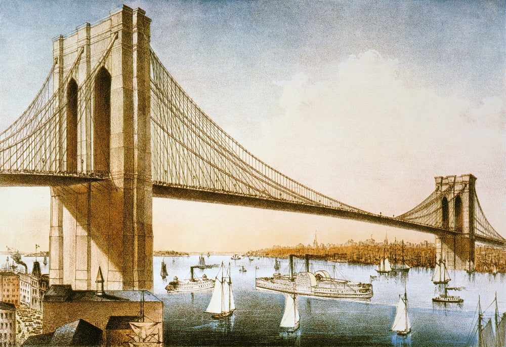 Brooklyn Bridge Fine Art Lithograph Print by Currier & Ives