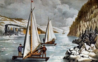 Ice Boat Race on the Hudson Fine Art Print - Currier and Ives