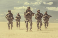 Airborne Infantry Men Patrolling Desert Storm Fine Art Print by Oleg Zabielin