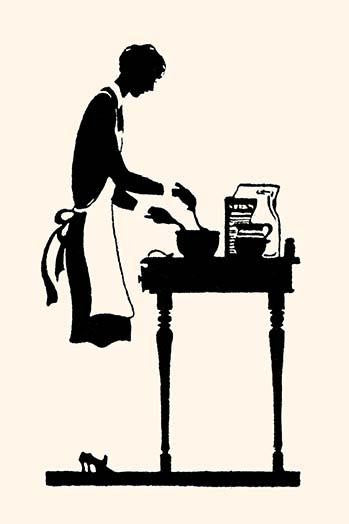Silhouette of a Homemaker Mixing a Recipe Fine Art Print by Maxfield Parrish