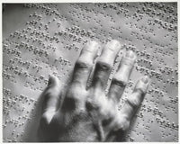 Close-Up of a Blind Person Reading Braille Script Fine Art Print