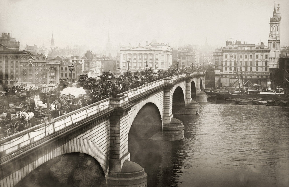 London Bridge Traffic Scene Fine Art Print, C1900 by Granger Collection