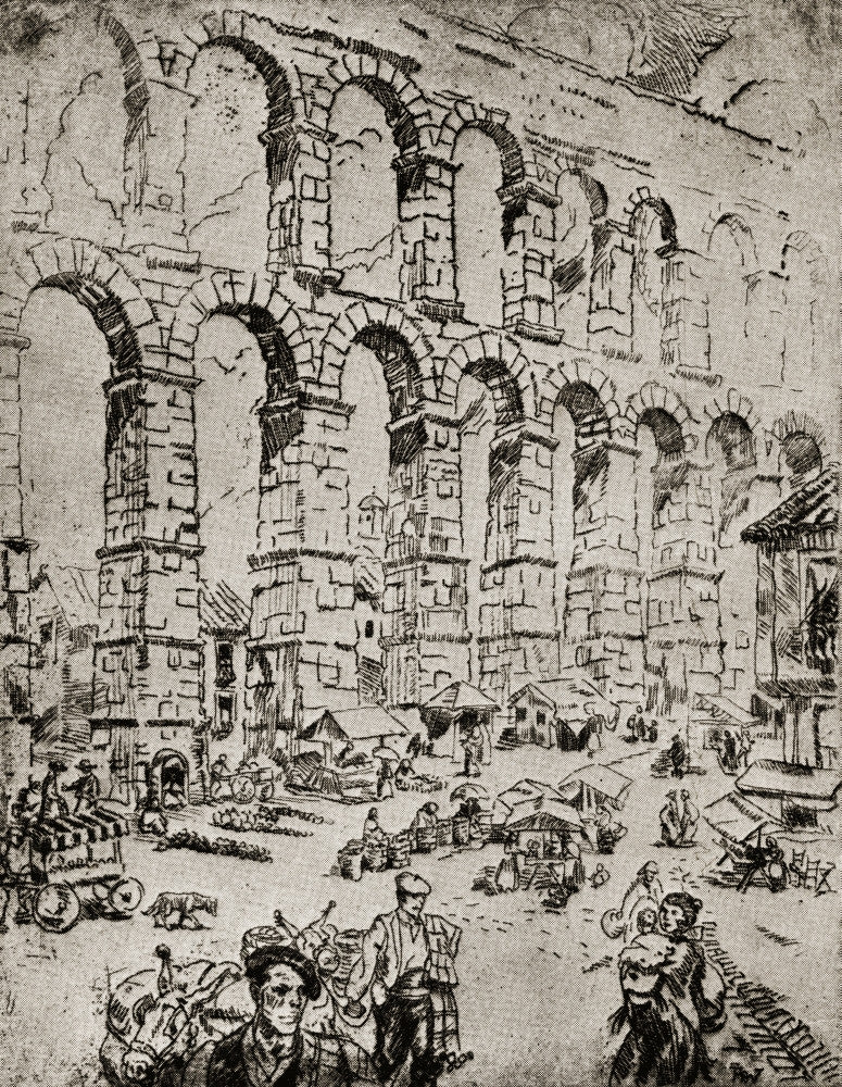 Aqueduct at Segovia Fine Art Print by Ada C. Williamson