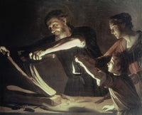 Holy Family in the Carpentry Shop Fine Art Print by Gerrit van Honthorst