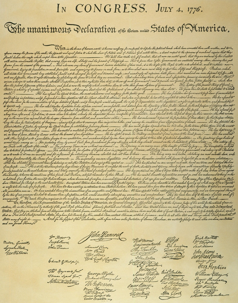 Fine Art Print of the Declaration of Independence, July 4, 1776