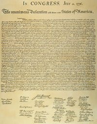 Fine Art Print of the Declaration of Independence, July 4, 1776
