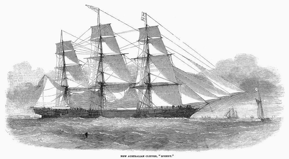 Clipper Ship 'Speedy' Wood Engraving Fine Art Print (1853)