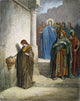 Jesus & Widow's Mite Fine Art Print - Color Engraving After Gustave Doré