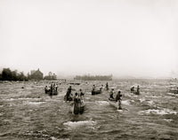Indians Fishing in the Rapids, Sault Ste. Marie Fine Art Print