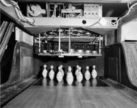 Machinery and Bowling Pins at the End of a Lane Fine Art Print