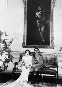 Crown Prince Mohammed Reza of Iran with His Egyptian Bride Poster Print