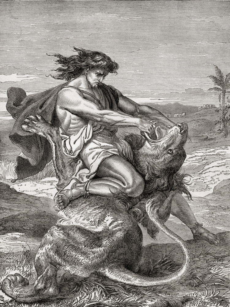 Samson Killing The Lion Fine Art Print by Ken Welsh | Design Pics