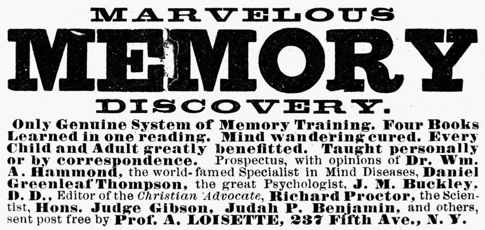 Memory Training Ad 1889 American Newspaper Print by Granger Collection